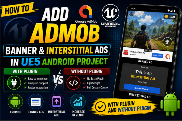 How to Add AdMob Banner & Interstitial Ads in UE5 Android Project - With Plugin and Without Plugin