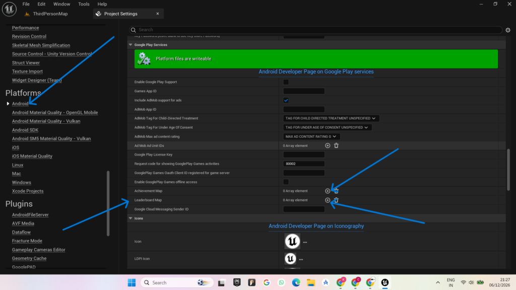 Enable the Google Play Plugin in Unreal Engine