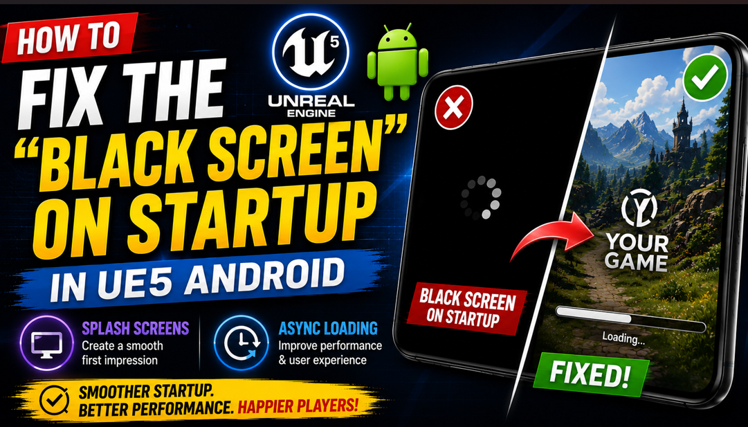 article yahi likhke do. 10:36 AM How to Fix the "Black Screen on Startup" in UE5 Android — Splash Screens & Async Loading