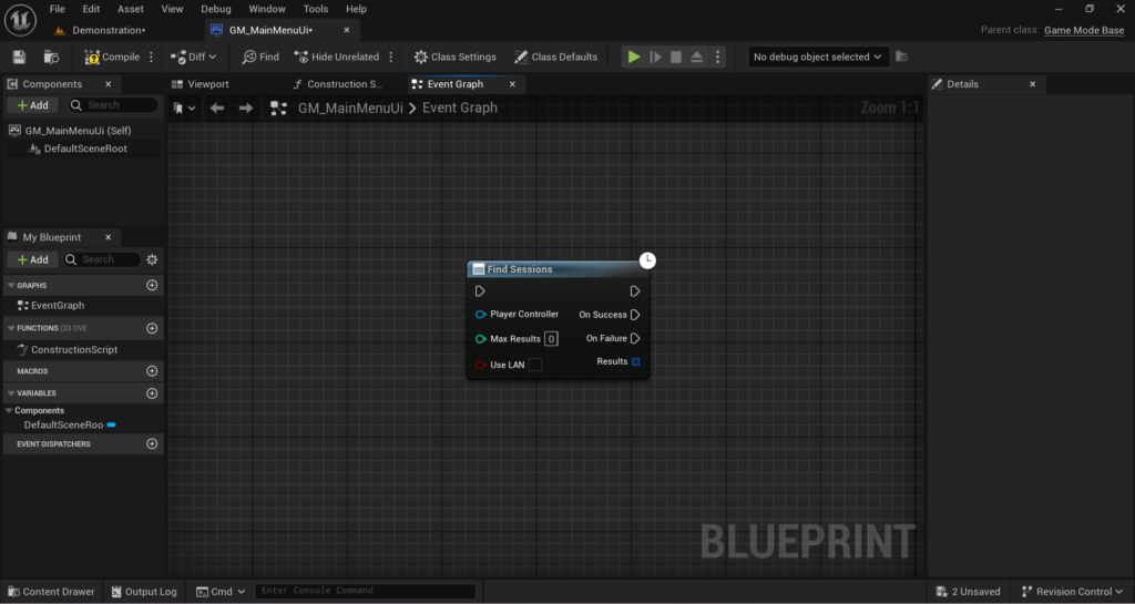 get the Find session node
