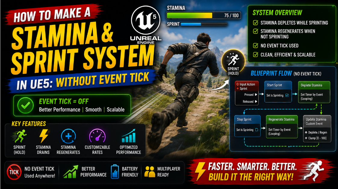 How to Make a Stamina & Sprint System in UE5: Without Event Tick
