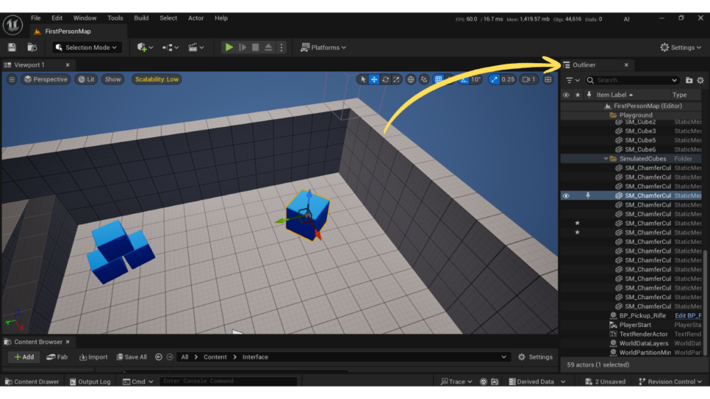 Unreal engine 5 Outliner work and settings for beginners
