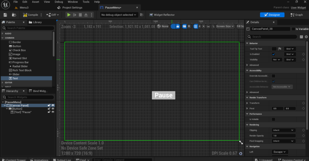 Design the Pause Menu Widget