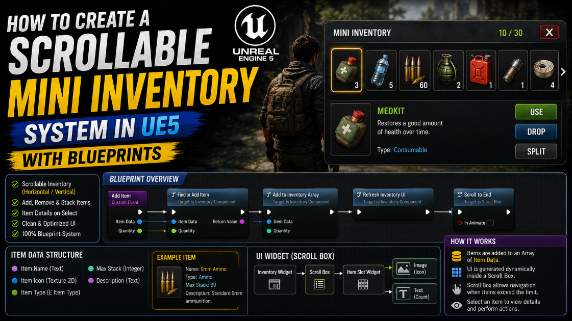 How to Create a Scrollable Mini Inventory System in UE5 with Blueprints