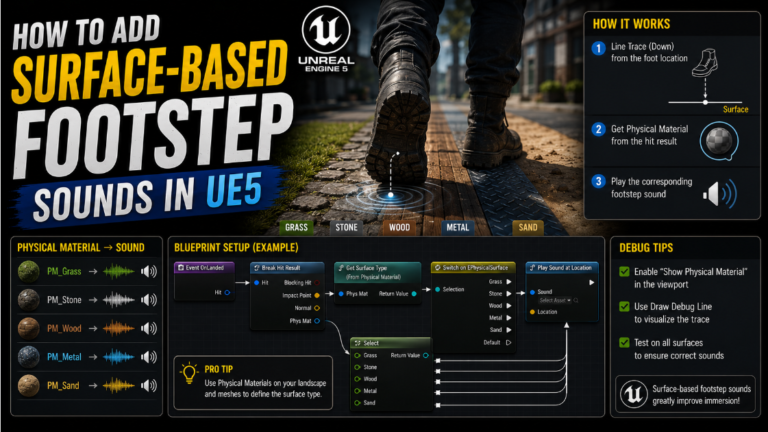 How to Add Surface-Based Footstep Sounds in UE5