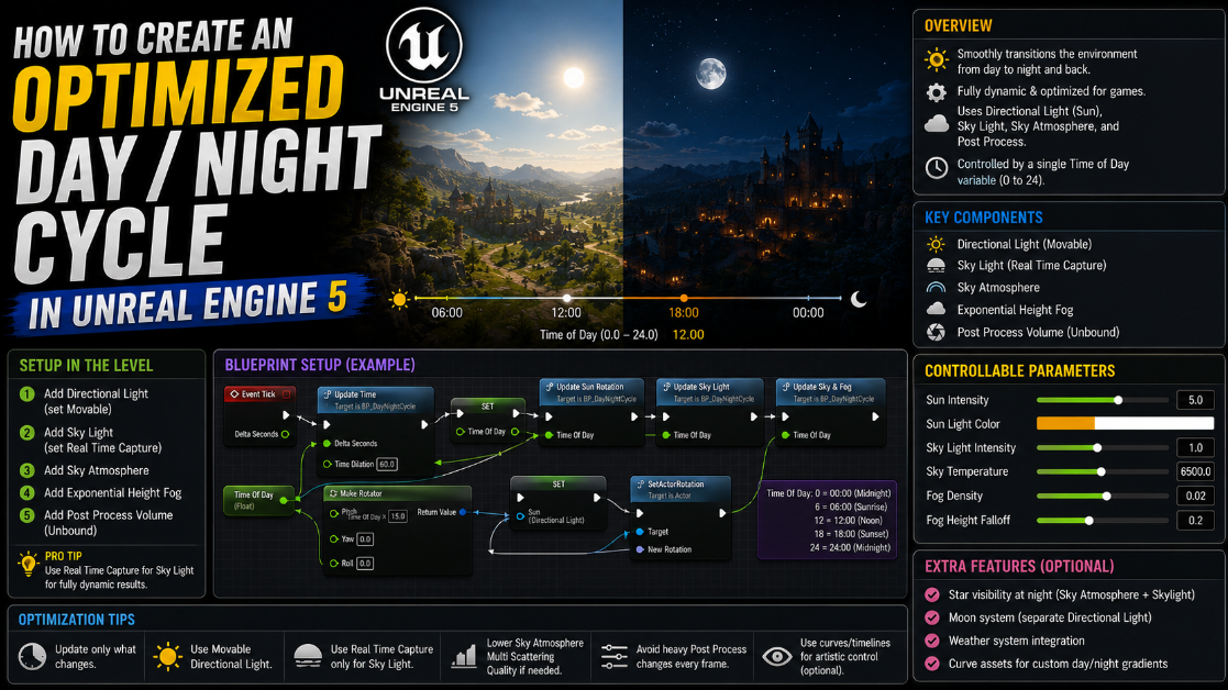 How to Create an Optimized Day/Night Cycle in UE5