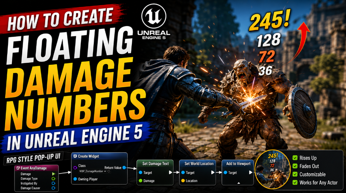 How to Create Floating Damage Numbers in UE5 (RPG Style Pop-up UI)