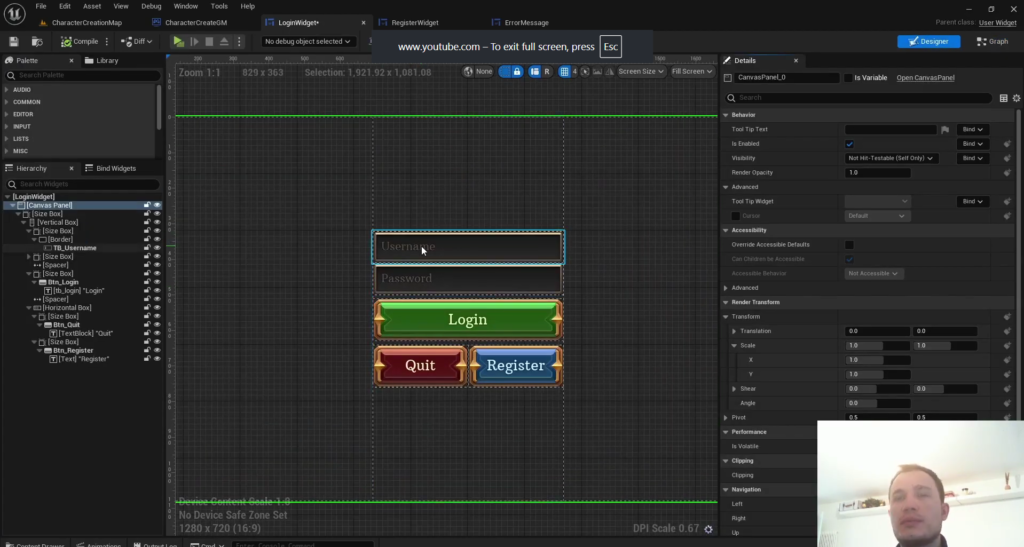 Set Up a HUD to Load Your Login Widget