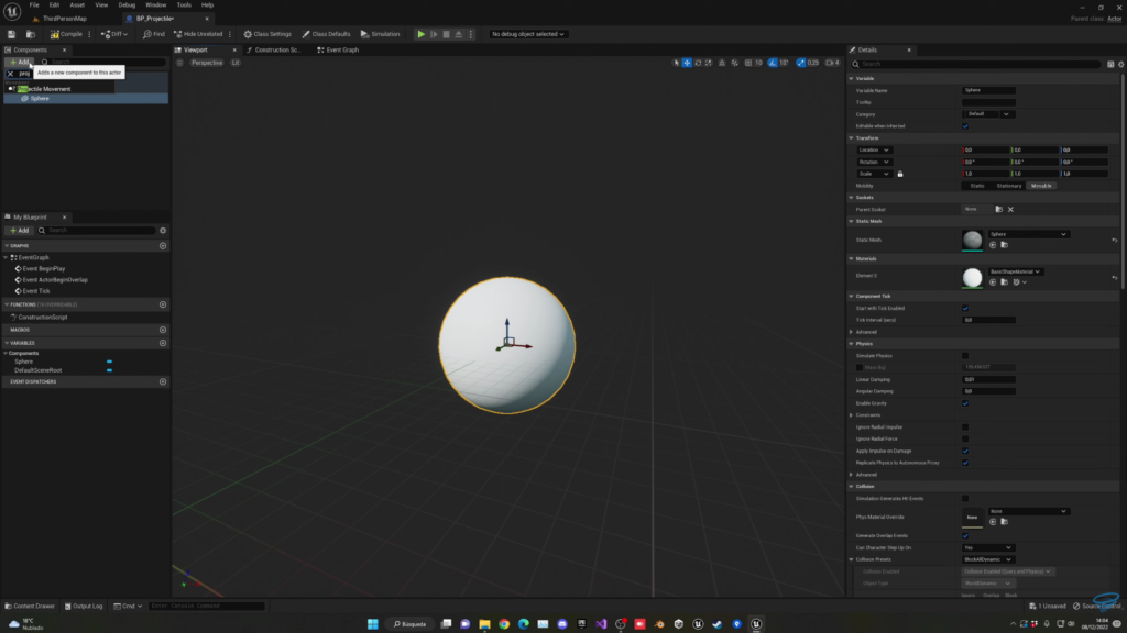 Add the Projectile Movement Component