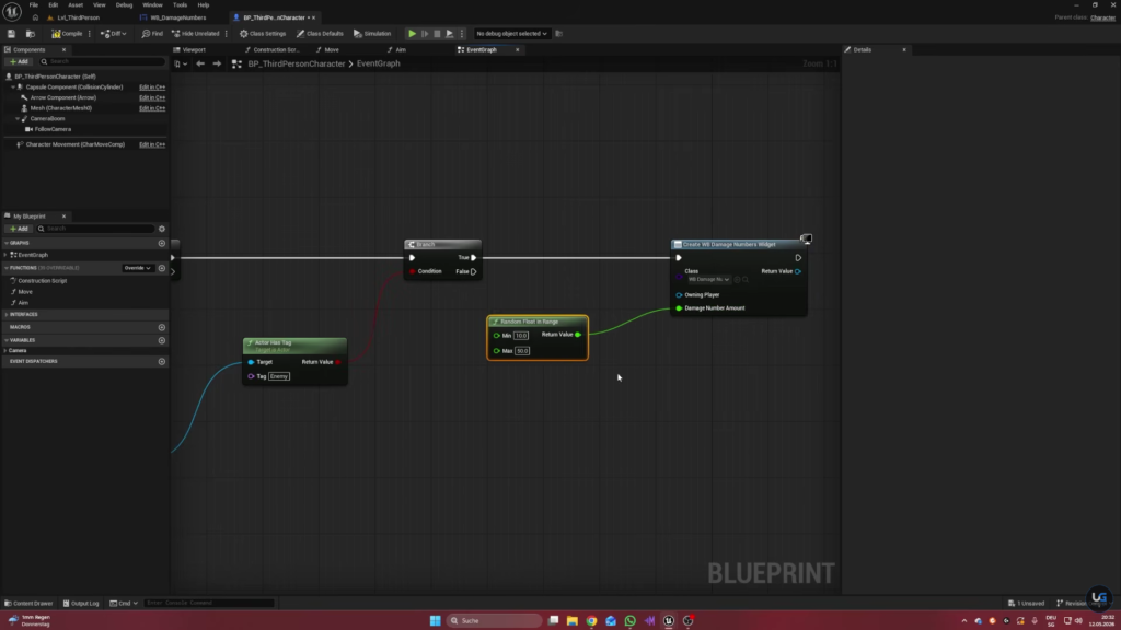 Create and Position the Damage Widget in 3D Space